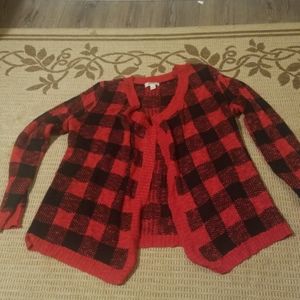 Red plaid cardigan